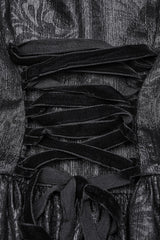Black V Collar Lace-Up Plunging Ball Gown Women's Gothic Dress - Product - 9