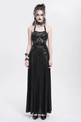 Black Halterneck Stitching Mesh Chained Women's Punk Dress - Product - 2