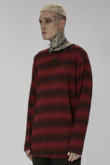 Round Collar Long Sleeves Striped Print Men's Steampunk Sweater 2 Colors - Product - 6