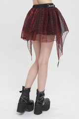 Red Bright Mesh Metal Buckle Decoration Playful And Cute Tutu Short Women's Punk Skirt - Product - 4