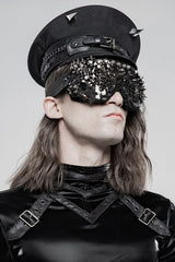 Black Rivets Leather Buckle Men's Steampunk Military Hat - Product - 2