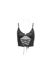 Black Knit Panel Mesh Metal Buckle Rope Adjustable Women's Gothic Camisole - Product - 6
