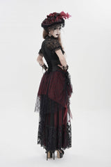 Black/Red Embroidered Lace Women's Gothic Underbust Corset Embroidered Rose Cross Underbust Corset - Product - 5