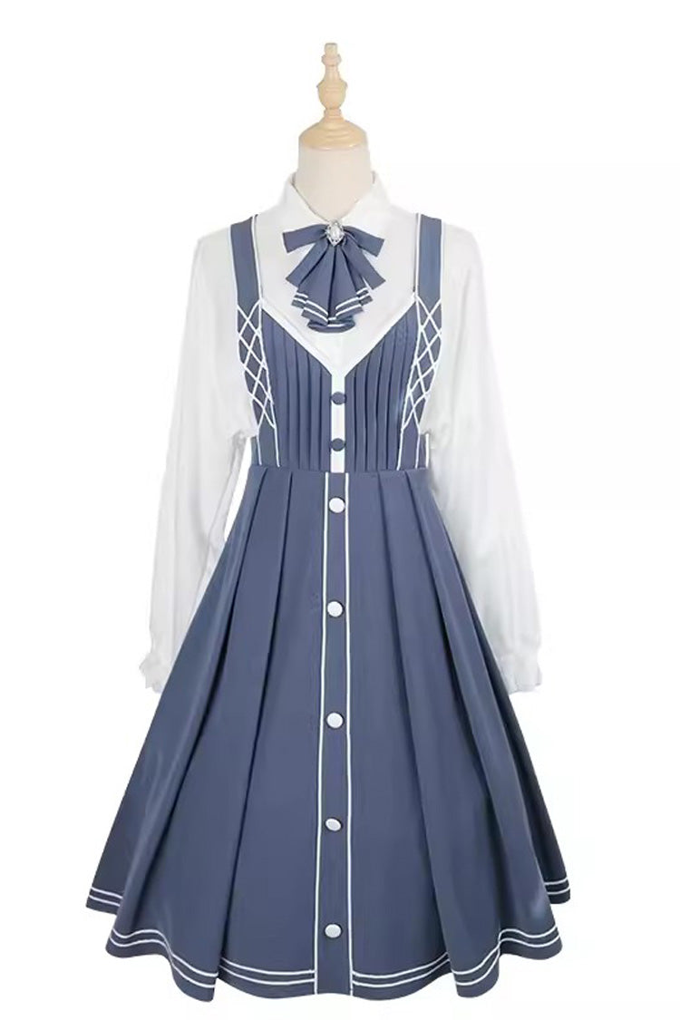 Blue Book of Lies Sweet College Style Elegant Lolita Jsk Dress - Product - 3