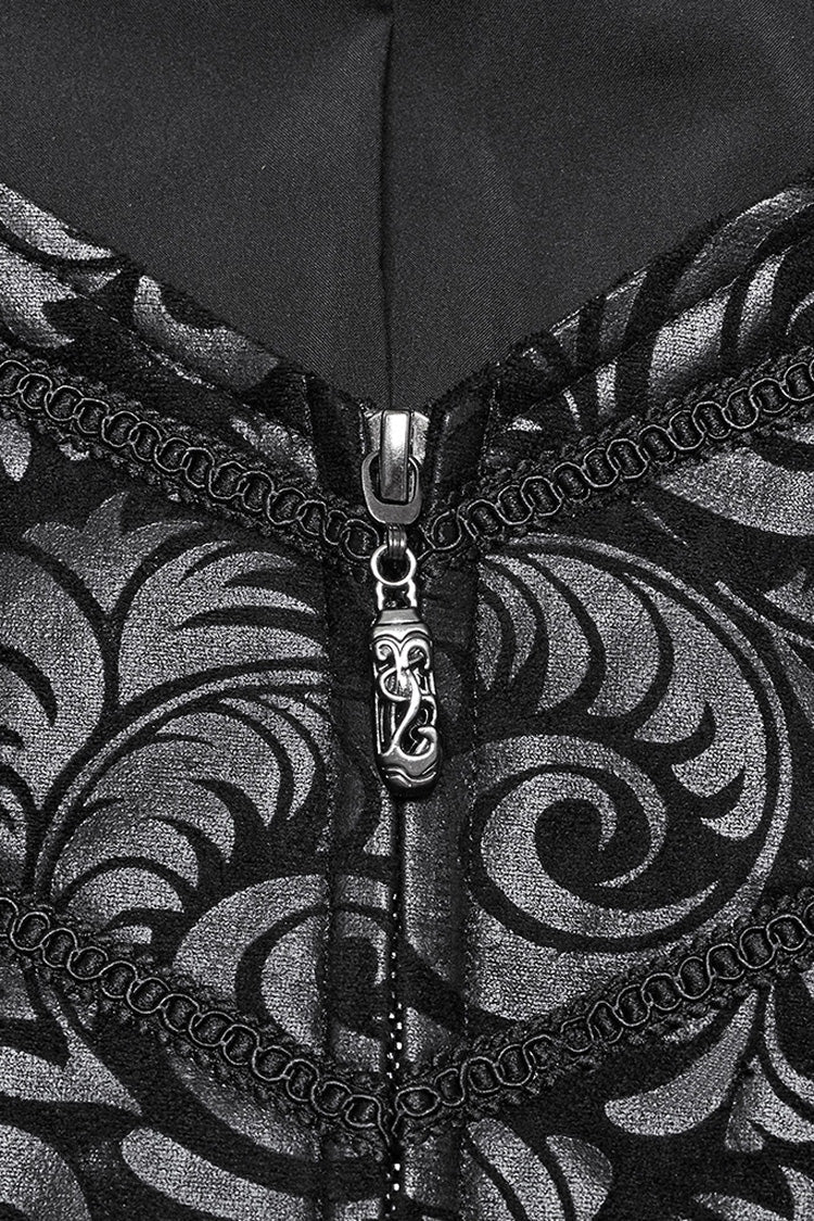 Black Long Sleeves Buckle Eyelets Men's Gothic Jacket - Product - 6