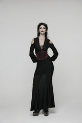 Red Lace Floral  Lace-Up Slim Side Zippered Women's Gothic Corset - Product - 4