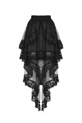 Black Multi-Layered Ruffled Lace Irregular Women's Gothic Swallow Tail Skirt - Product - 3