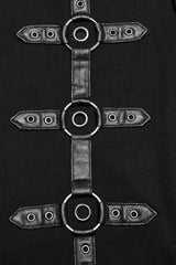 Black Buckle Eyelets Ring Men's Punk Pants - Product - 7