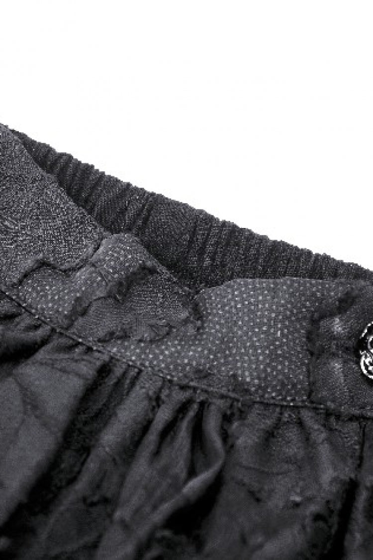 Black Multi-Layered Lace Women's Gothic Puffy Skirt with Detachable Swallow Tail - Product - 15