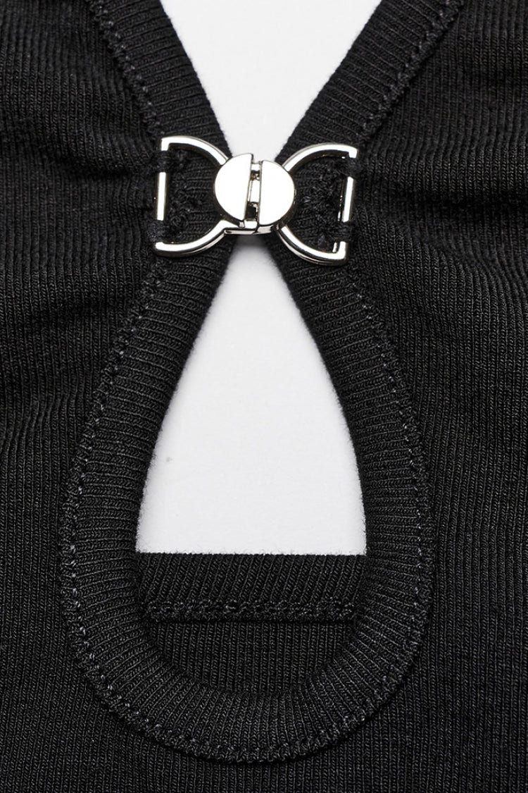 ブラック ホルターネック Drop 透かし レディース パンク ベスト 商品画像