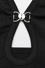 Black Halterneck Drop Hollow Women's Punk Vest - Product - 5