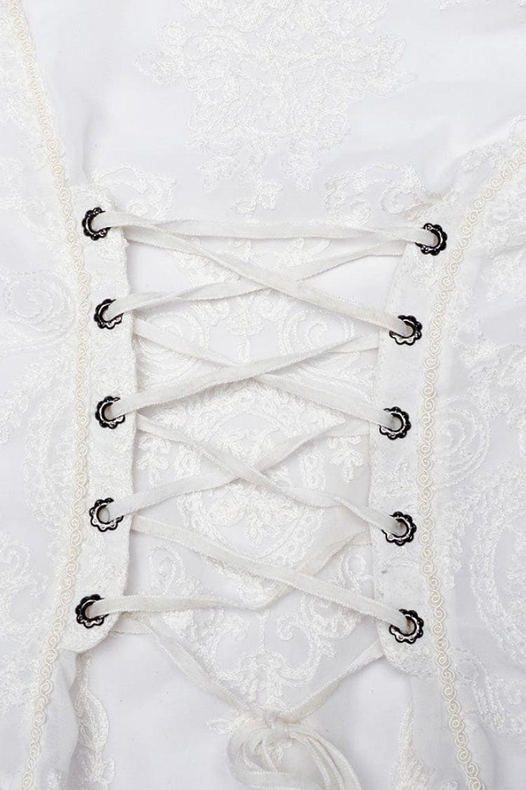 Stand Collar Long Puff Sleeves Embroidery Womens Gothic Blouse 2 Colors - Product - 14