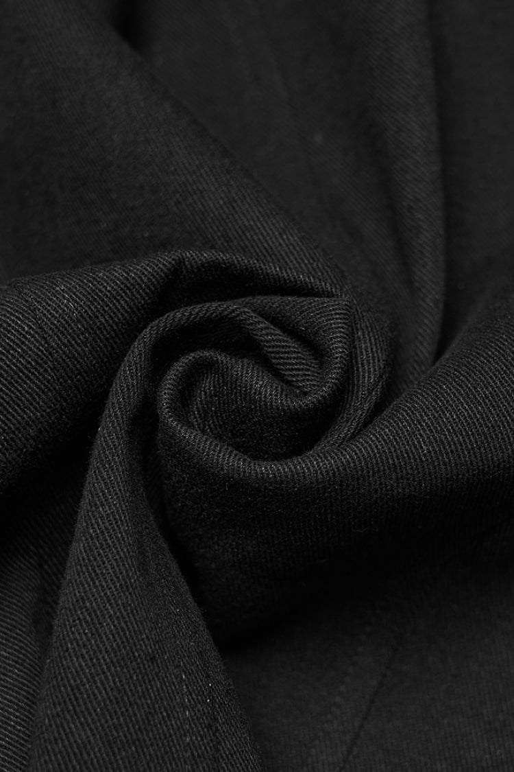 Black Stand Collar Long Sleeves Zipper Pleated Men's Punk Jacket - Product - 8