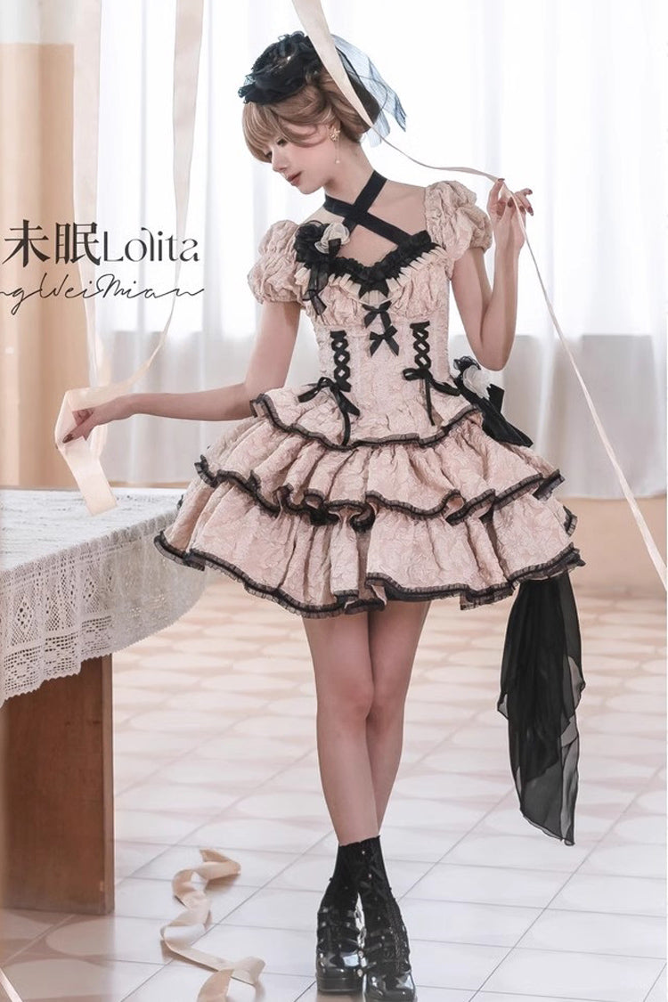 Ivory Medea Kiss Short Sleeves Gothic Lolita Op Tiered Dress - Product - 7