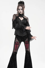 Black Long Sleeves Hollow Ripped Women's Gothic Blouse - Product - 10