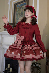 Red [Bell Strawberry Farm] Print Ruffle Embroidery Sweet Lolita Skirt - Product - 3