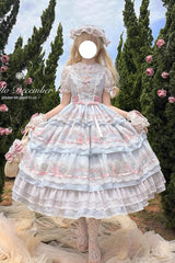 Multi-Color [Rose Flower Cage] Print Triple-Layered Ruffle Bowknot Sweet Elegant Lolita Jsk Dress - Product - 6