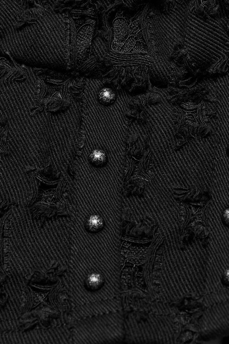 Black Sleeveless Lace-Up Rivet Women's Punk Vest - Product - 8