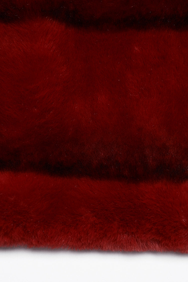 Red Stand Collar Long Sleeves Buckle Straps Faux Fur Women's Punk Short Cloak - Product - 7