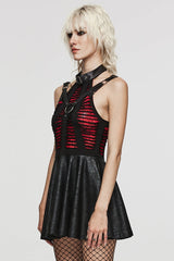 Sleeveless Stitching Spider Web Ripped Women's Gothic Dress 3 Colors - Product - 18