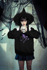 Black/White Point Peter Pan Collar Collar Long Sleeves Women's Gothic Vintage College Sweatshirt - Product - 13