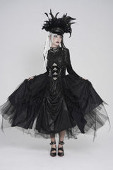 Black Lace-Up Slim Irregular Zippered Women's Punk Corset - Product - 4
