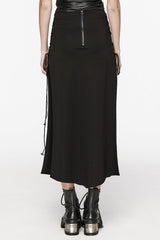 Black Cross Print Stitching Lace-Up Women's Steampunk Skirt - Product - 3