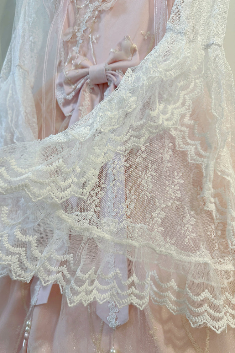 Sweet Sleeveless Ruffle Embroidery Bowknot Lace Chinese Style Lolita Jsk Dress 2 Colors - Product - 11