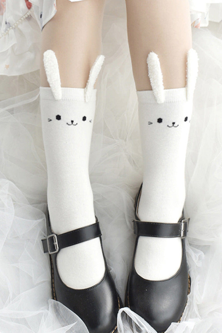 Cute Three-Dimensional Bunny Ears Sweet Lolita Socks 2 Colors - White - 3