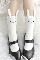 Cute Three-Dimensional Bunny Ears Sweet Lolita Socks 2 Colors - White - 3