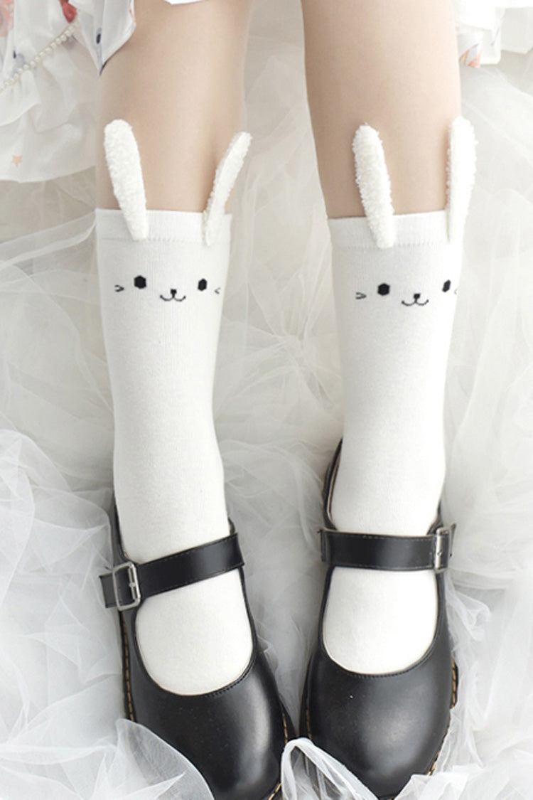Cute Three-Dimensional Bunny Ears Sweet Lolita Socks 2 Colors - White - 3