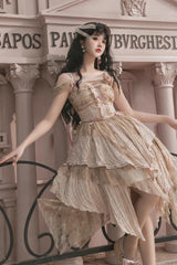 Yellow Sleeveless High Waisted Print Irregular Sweet Lolita Jsk Dress - Product - 2