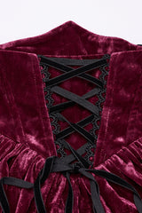 Black/Red High Waisted Lace-Up Women's Gothic Fishtailed Skirt - Product - 6