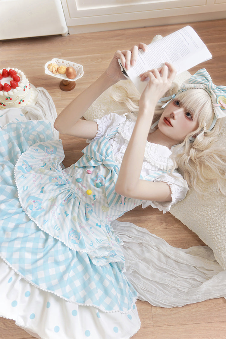Blue Miku Sleeveless Triple-Layered Print Bowknot Sweet (Dress Only) detail view 9