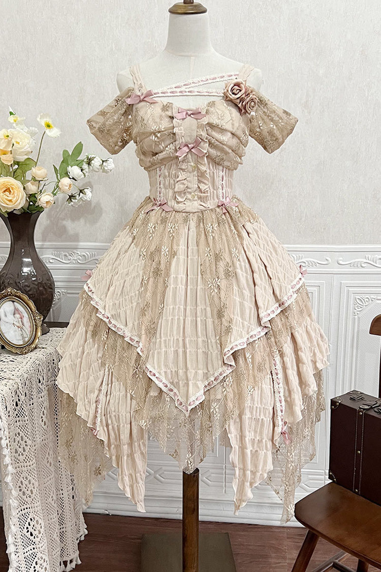 Yellow Sleeveless High Waisted Print Irregular Sweet Lolita Jsk Dress - Product - 3