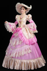 Trumpet Sleeves High Waisted Ruffled Multi-Layer Hollow Embroidery Print Victorian Lolita Prom Dress - Product - 4