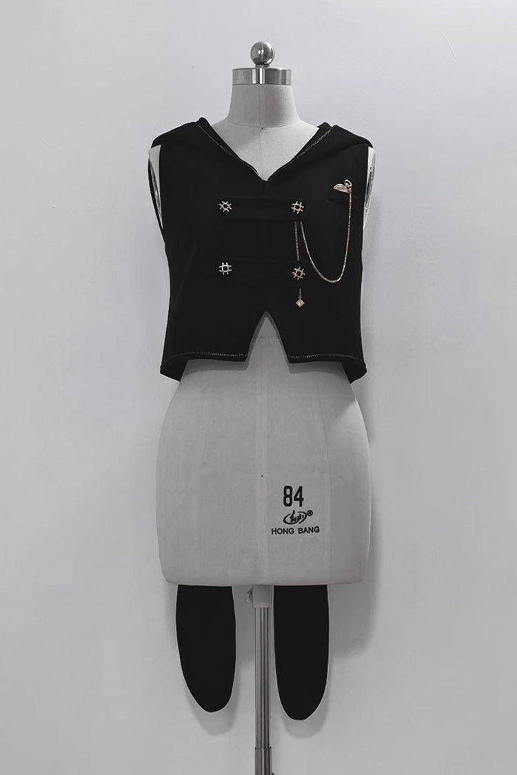 Black Anxious Rabbit Ouji Fashion Gothic Lolita Vest - Black - 1