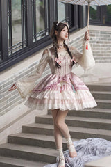 Pink Multi-Layered Ruffle Cardigan Lace Sweet Chinese Style Lolita Jsk Dress - Product - 2