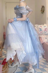 Blue Bowknot Plus Size Elegant Princess Sweet Lolita Dress - Product - 3