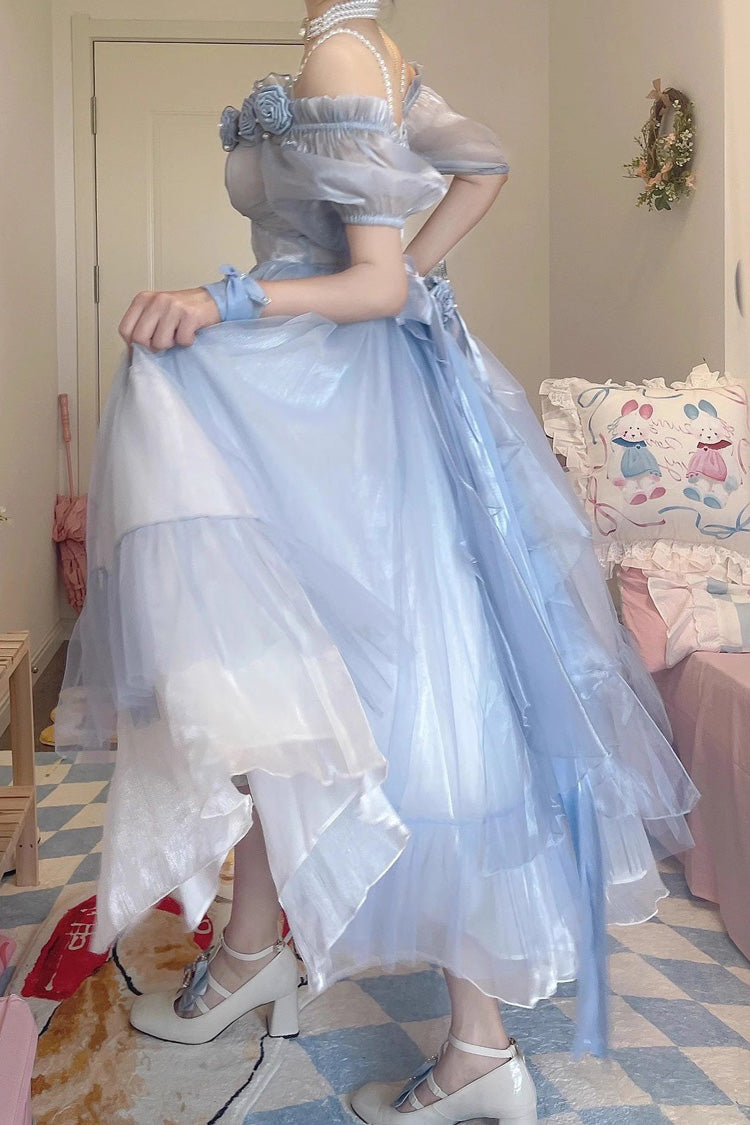 Blue Bowknot Plus Size Elegant Princess Sweet Lolita Dress - Product - 3