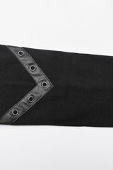 Black Stand Collar Long Sleeves Ripped Metal Chain Mens Steampunk T-Shirt - Product - 8