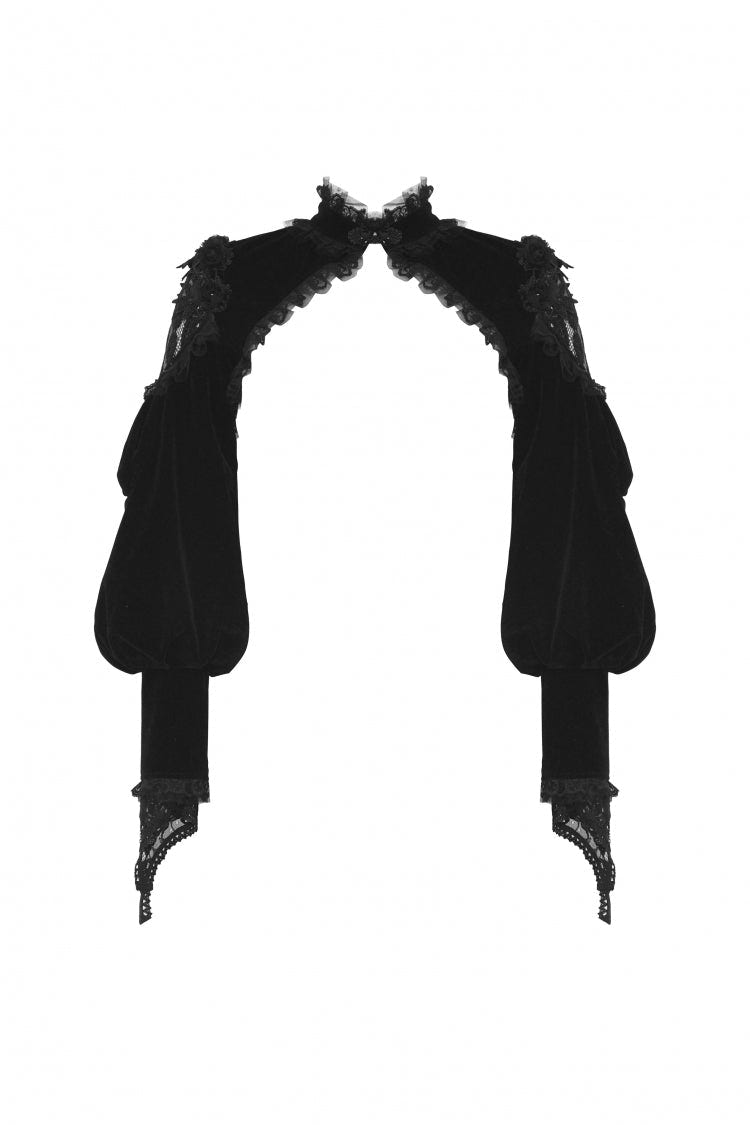 Black Long Lantern Sleeves Lace Spliced Velvet Women's Gothic Cape - Product - 3