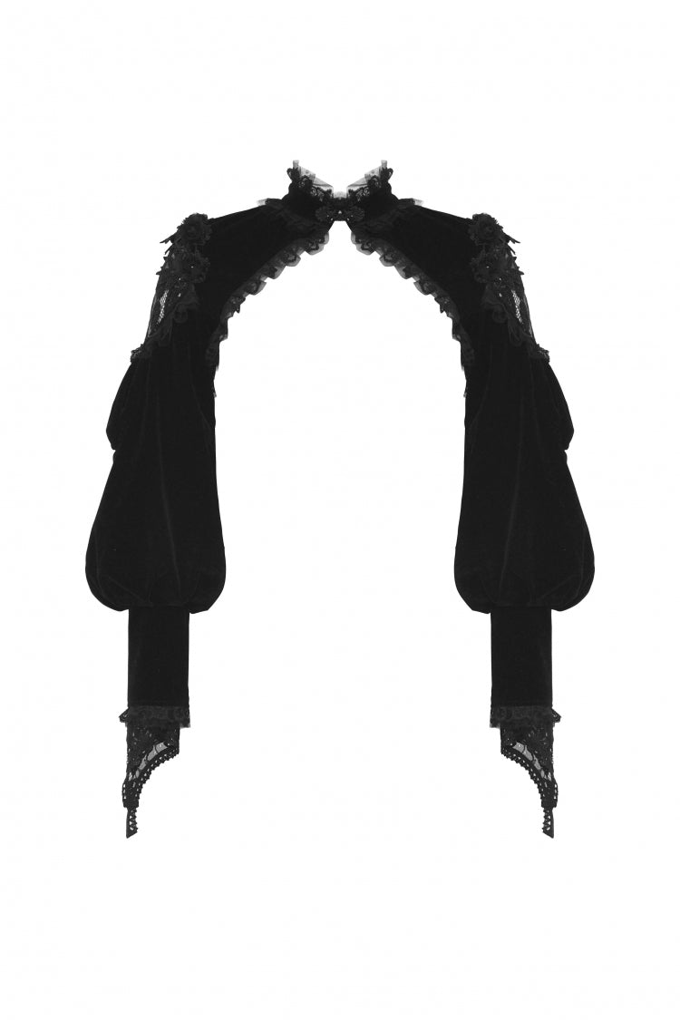 Black Long Lantern Sleeves Lace Spliced Velvet Women's Gothic Cape - Product - 3