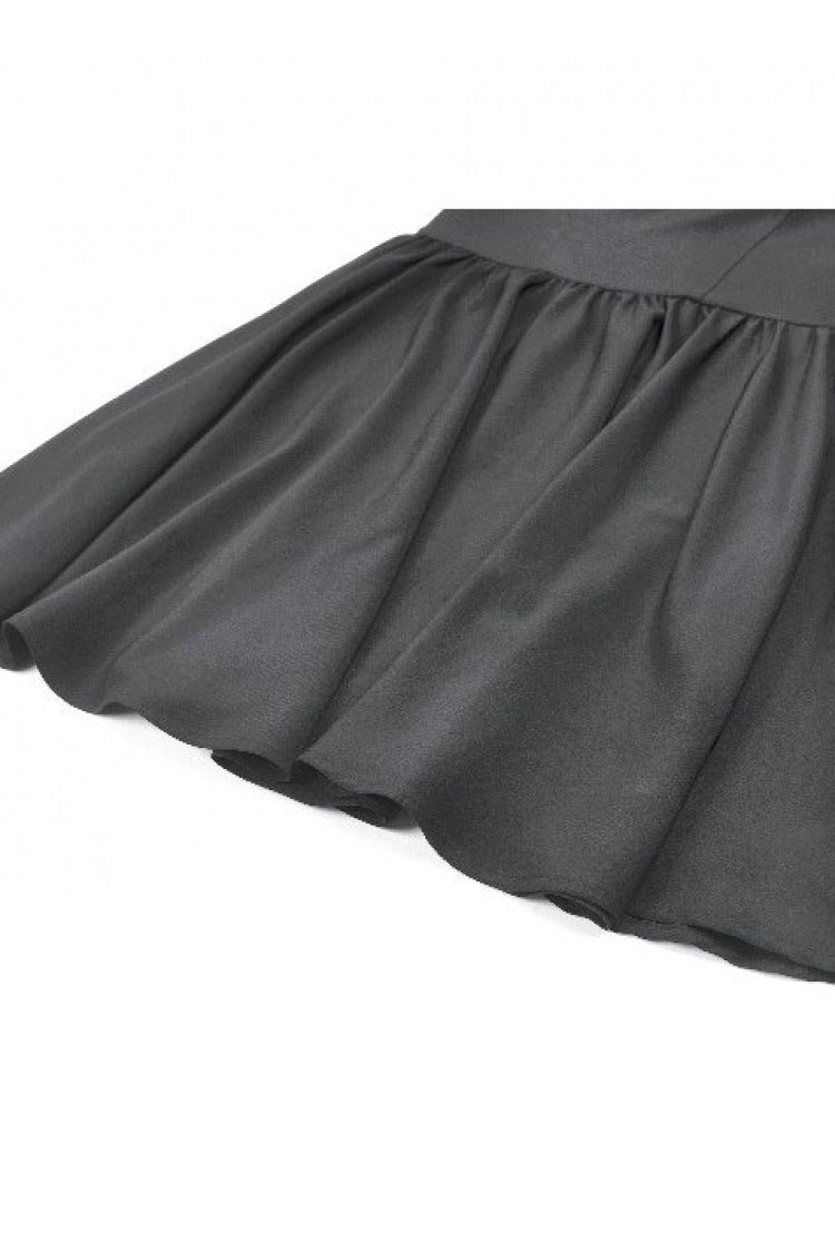 Black Cut-Out Multi-Layered Ruffled Long Trumpet Sleeves Sheer Mesh Splice Lace Lace-Up Women's Gothic Dress - Product - 15