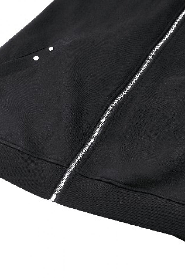 Black Long Sleeves Zippered Women's Gothic Batwing Hoodie - Product - 15