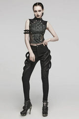 Black Snake Print Metal Ring Decoration Hollow Womens Steampunk Vest - Product - 4