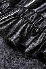 Black Sleeveless Layered Buckled Zippered Women's Gothic Faux Leather Strap Dress - Product - 18