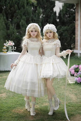 Ivory [Letters and Poems · Confession Poem] Square Collar Sleeveless Ruffled Bow Lace Fishbone Sweet Lolita Jsk Dress 2 Versions - Product - 7