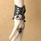 Black Retro Fashion Female Lace Gothic Lolita Ring Bracelet - Product - 2