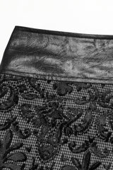 Black Print Floral Embroidery Buckle Men's Gothic Pants - Product - 8